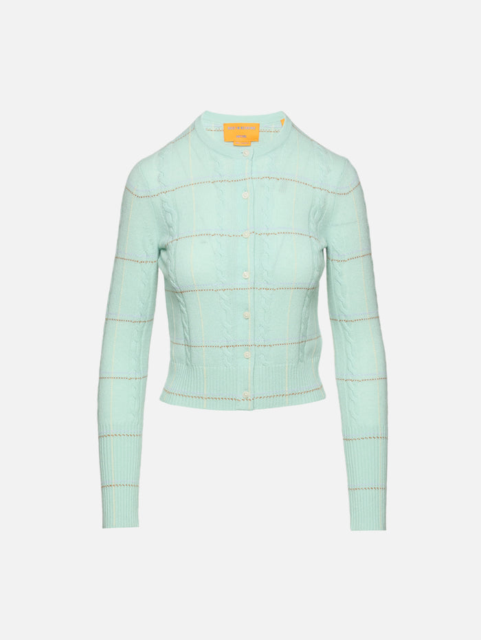 Jane Check Cardigan,GUEST IN RESIDENCE,SEAGLASS COMBO,Image 1