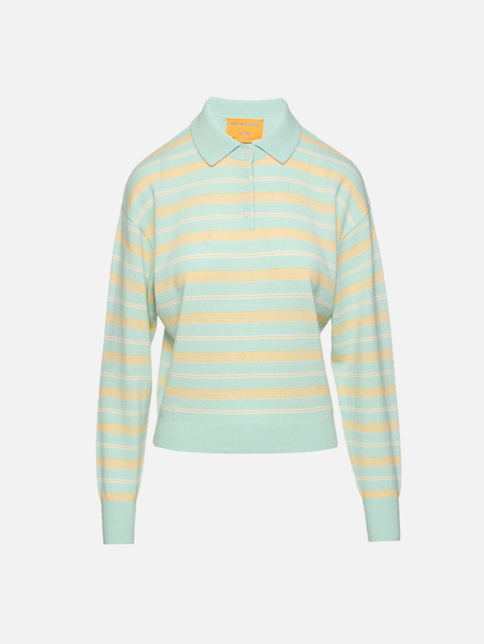 Collegiate Stripe Polo Top,GUEST IN RESIDENCE,SEAGLASS COMBO,Image 1