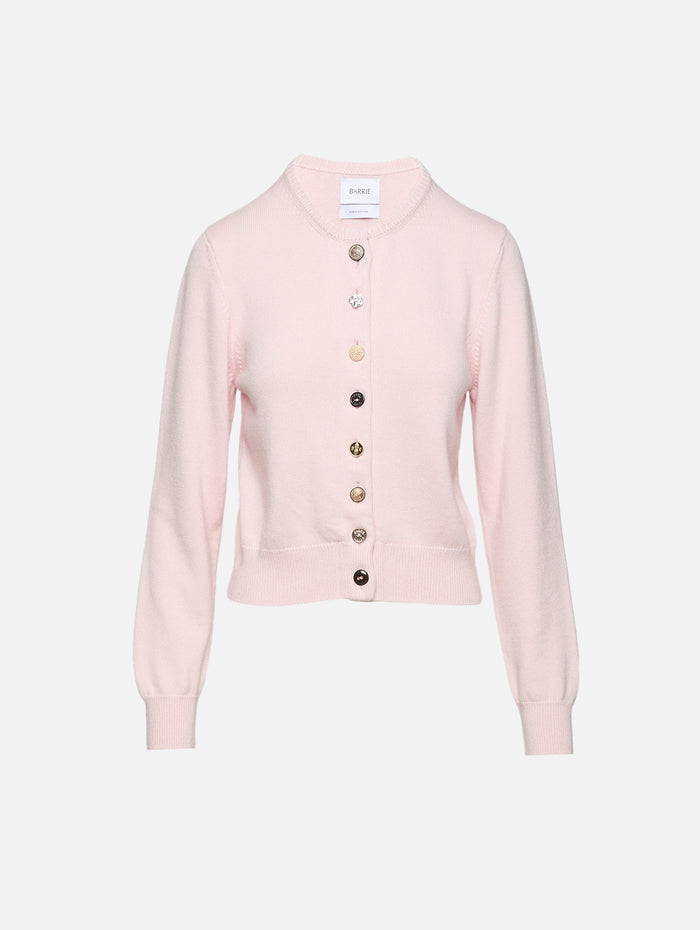 Mismatch Buttons Cardigan,BARRIE KNITWEAR,BARRIE SPECIAL BLOSSOM,Image 1