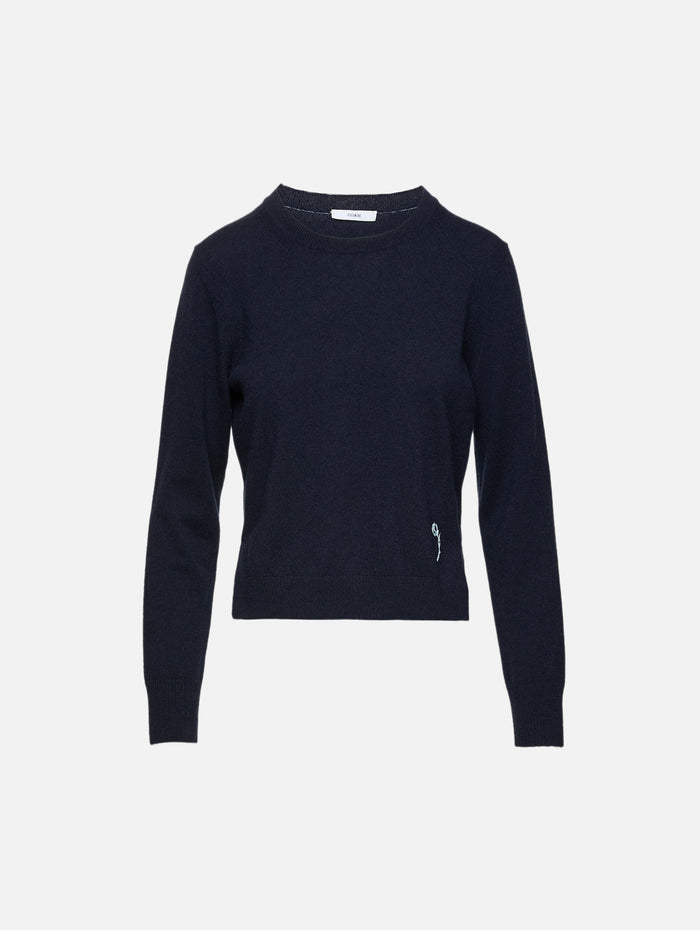 Crew Neck Cardigan,ERDEM,NAVY,Image 1