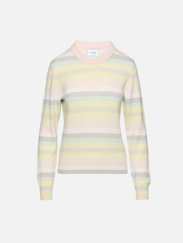 Striped Pullover Top,BARRIE KNITWEAR,WHITE LEAD,Image 1