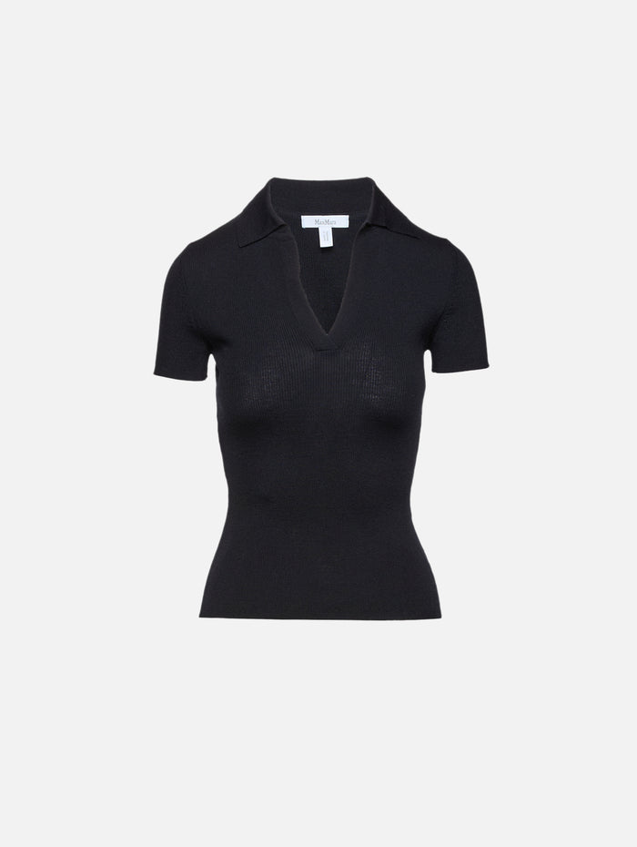 Short Sleeve V Neck Sweater,MAX MARA,ULTRAMARINE,Image 1