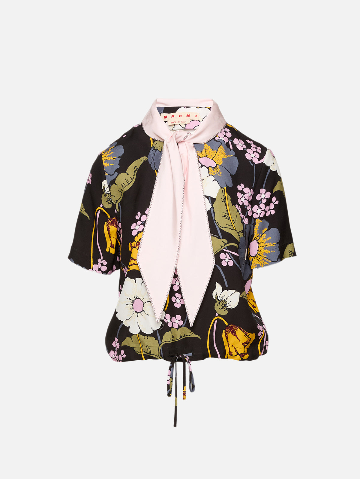 Tie Neck Blouse,MARNI,BLACK,Image 1