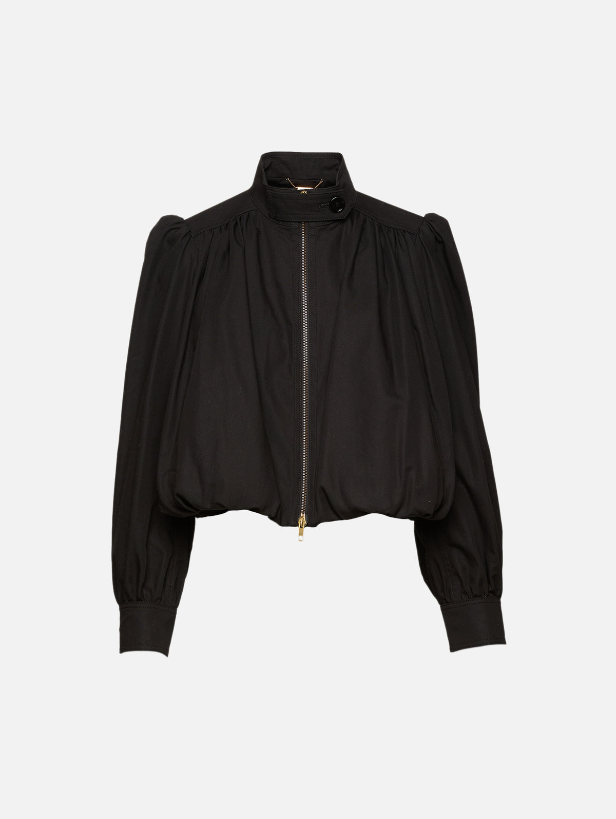 Mock Neck Zip Up Jacket,CHLOÉ,BLACK,Image 1