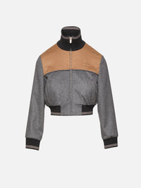 Two Tone Jacket,MIU MIU,GREY/CAMEL,Image 1