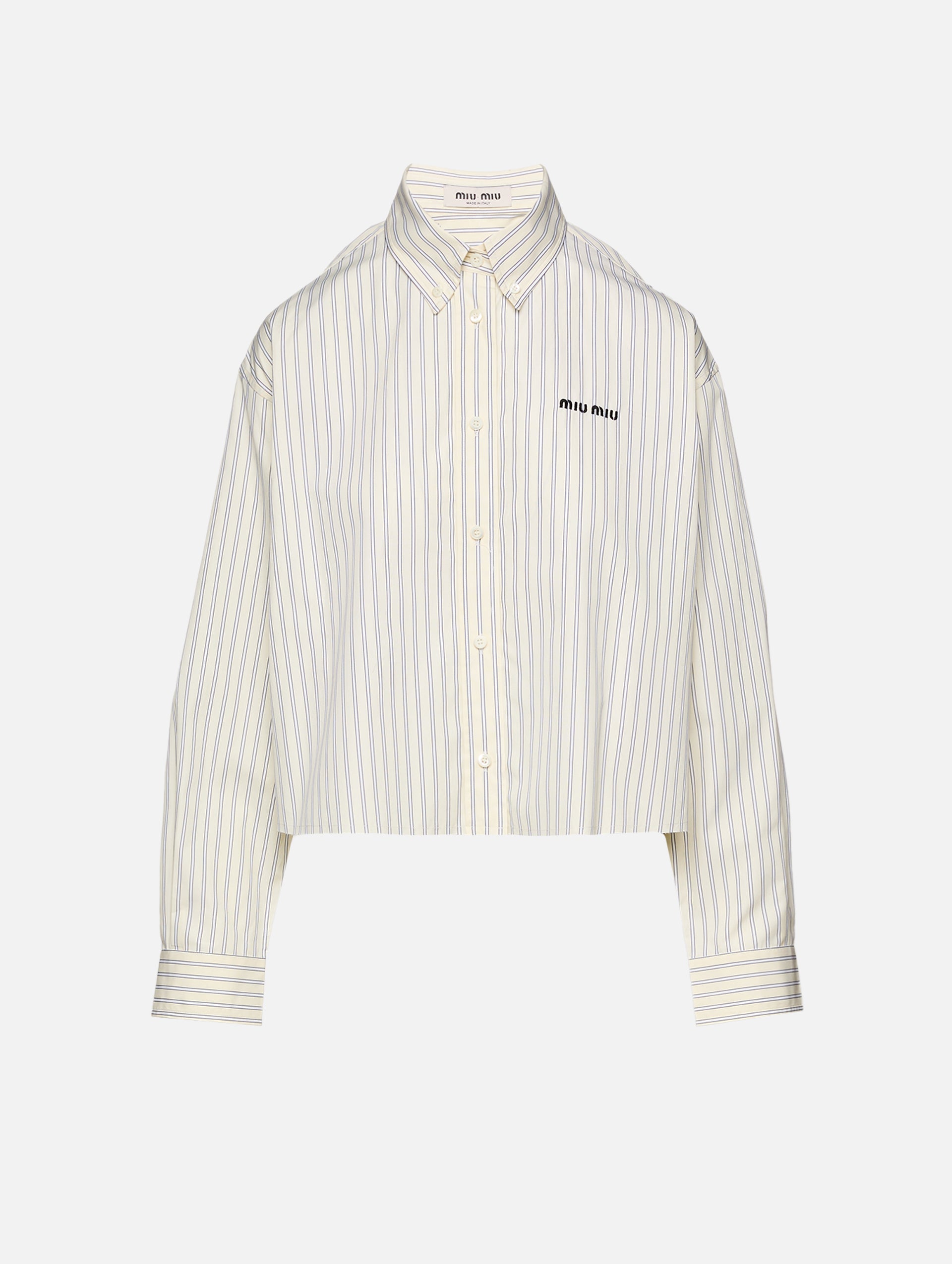 トップス 2000s miumiu bottan fly cotton shirt Striped Poplin Shirt | MIU MIU | elysewalker