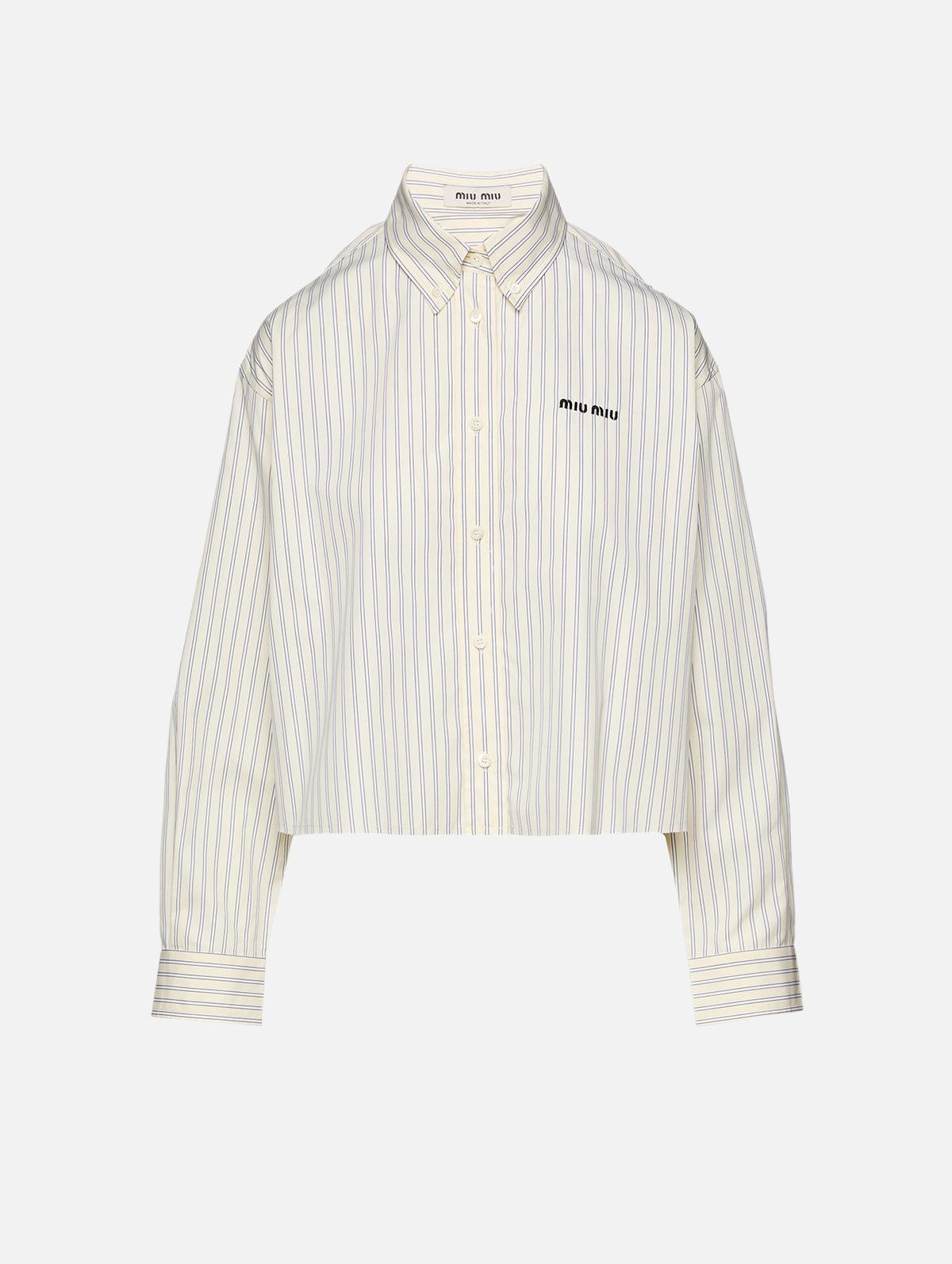 Striped Poplin Shirt,MIU MIU,CREAM,Image 1