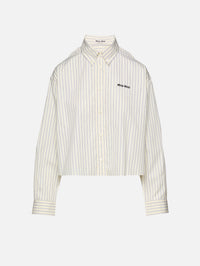 Striped Poplin Shirt,MIU MIU,CREAM,Image 2
