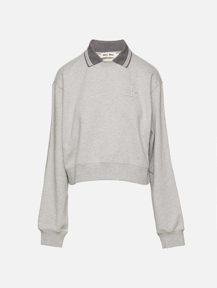 Melange Sweatshirt,MIU MIU,GREY,Image 1