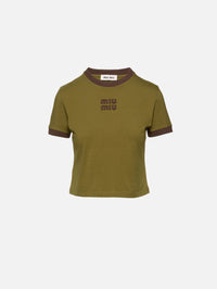 Logo Tee,MIU MIU,MILITARY GREEN/BROWN,Image 1