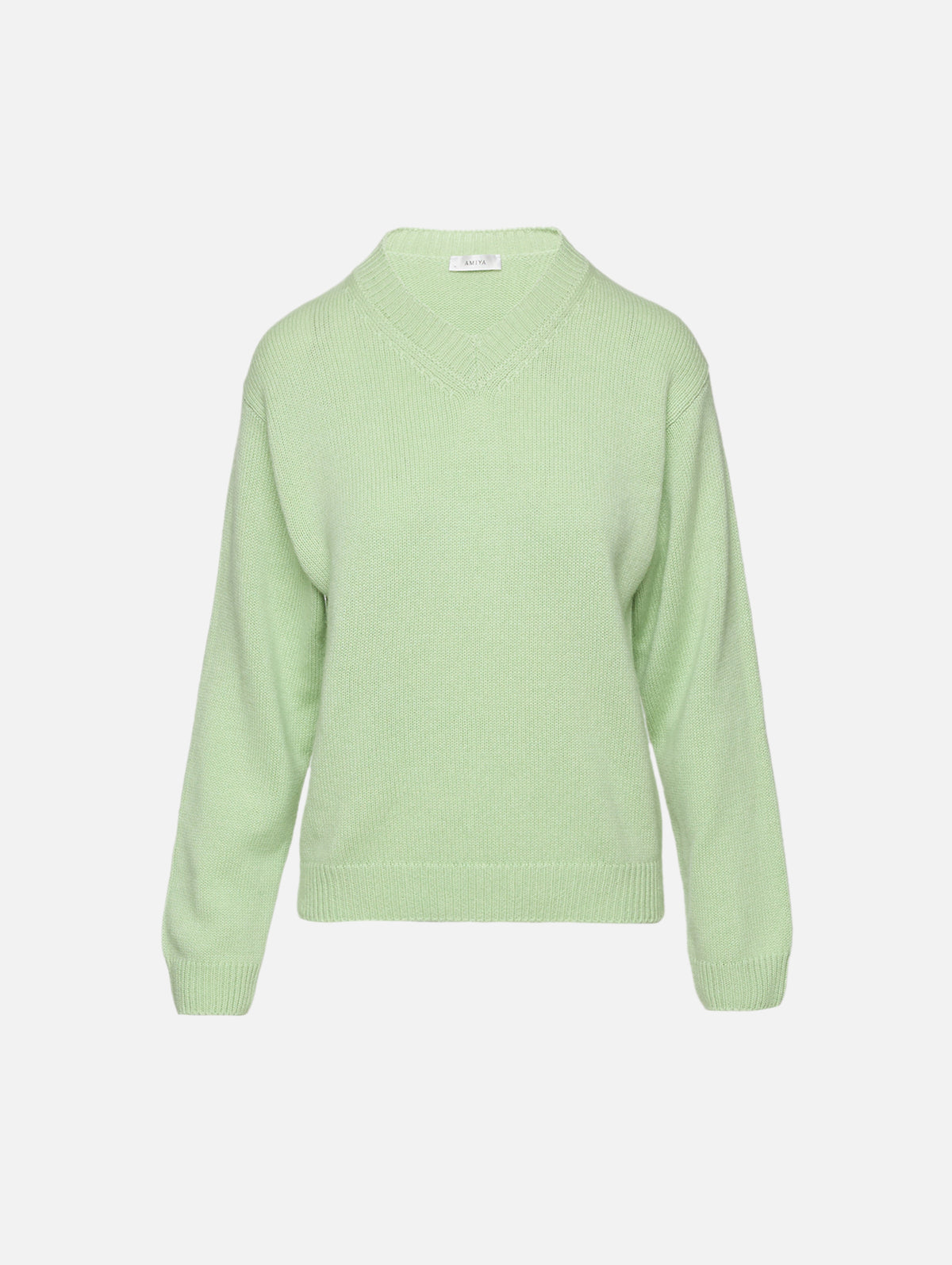 Nevia Cashmere V Neck Sweater,AMIYA,LIGHT GREEN,Image 1