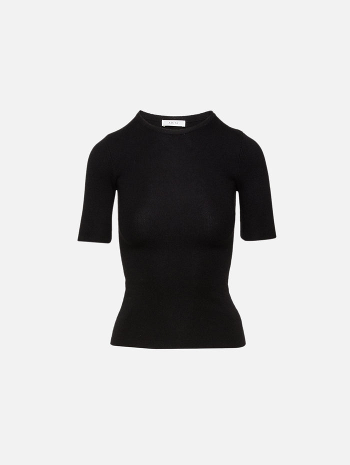 Cara Short Sleeve Shirt,AMIYA,BLACK,Image 1