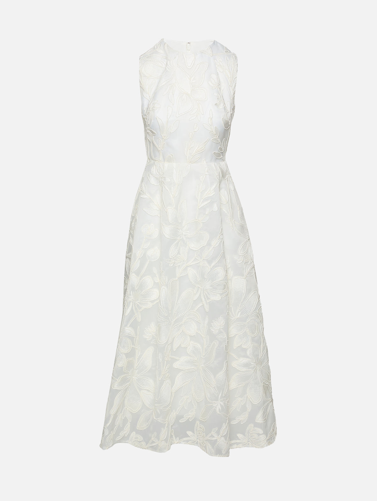 Sleeveless Cocktail Dress,MONIQUE LHUILLIER,SILK WHITE,Image 2