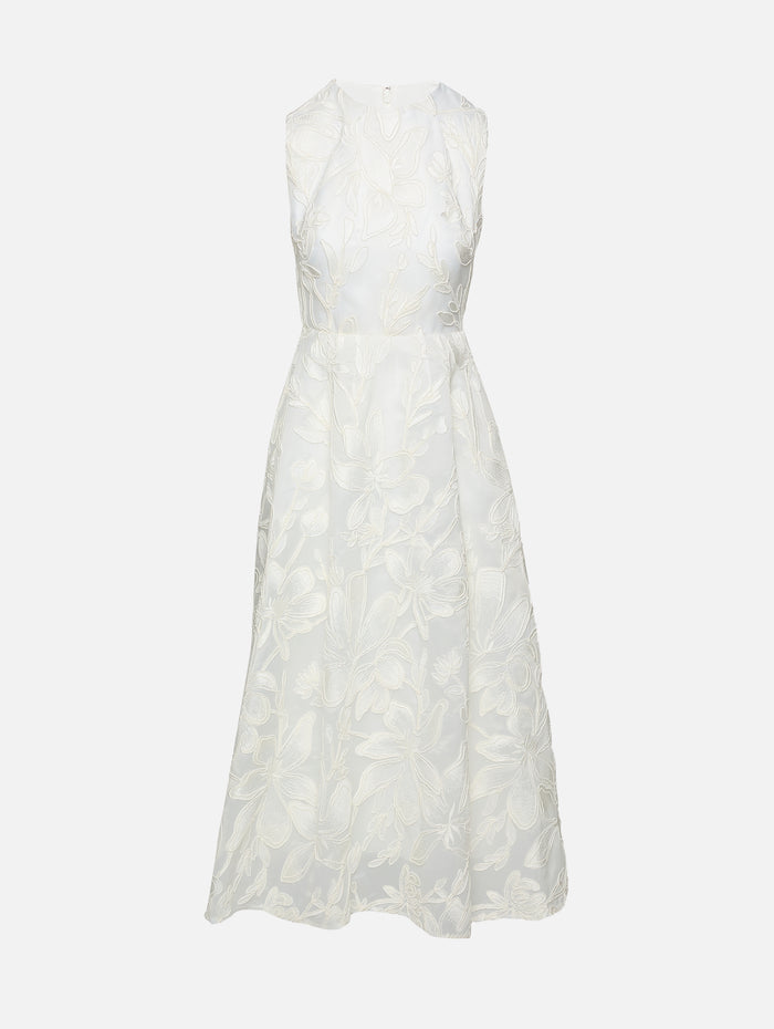 Sleeveless Cocktail Dress,MONIQUE LHUILLIER,SILK WHITE,Image 1