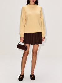 Heritage Pleated Mini Skirt,AMIYA,DARK BROWN,Image 2