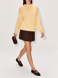 Heritage Pleated Mini Skirt,AMIYA,DARK BROWN,Image 3