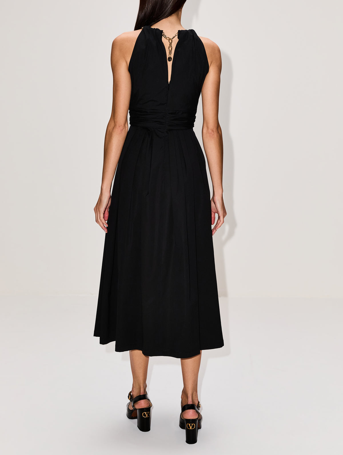 Halter Neck A Line Dress,CAROLINA HERRERA,BLACK,Image 4