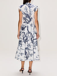 Pleated Midi Skirt,ERDEM,BOTANICAL IVORY,Image 4