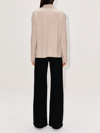 V Neck Collared Sweater,MAX MARA,BEIGE MELANGE,Image 3