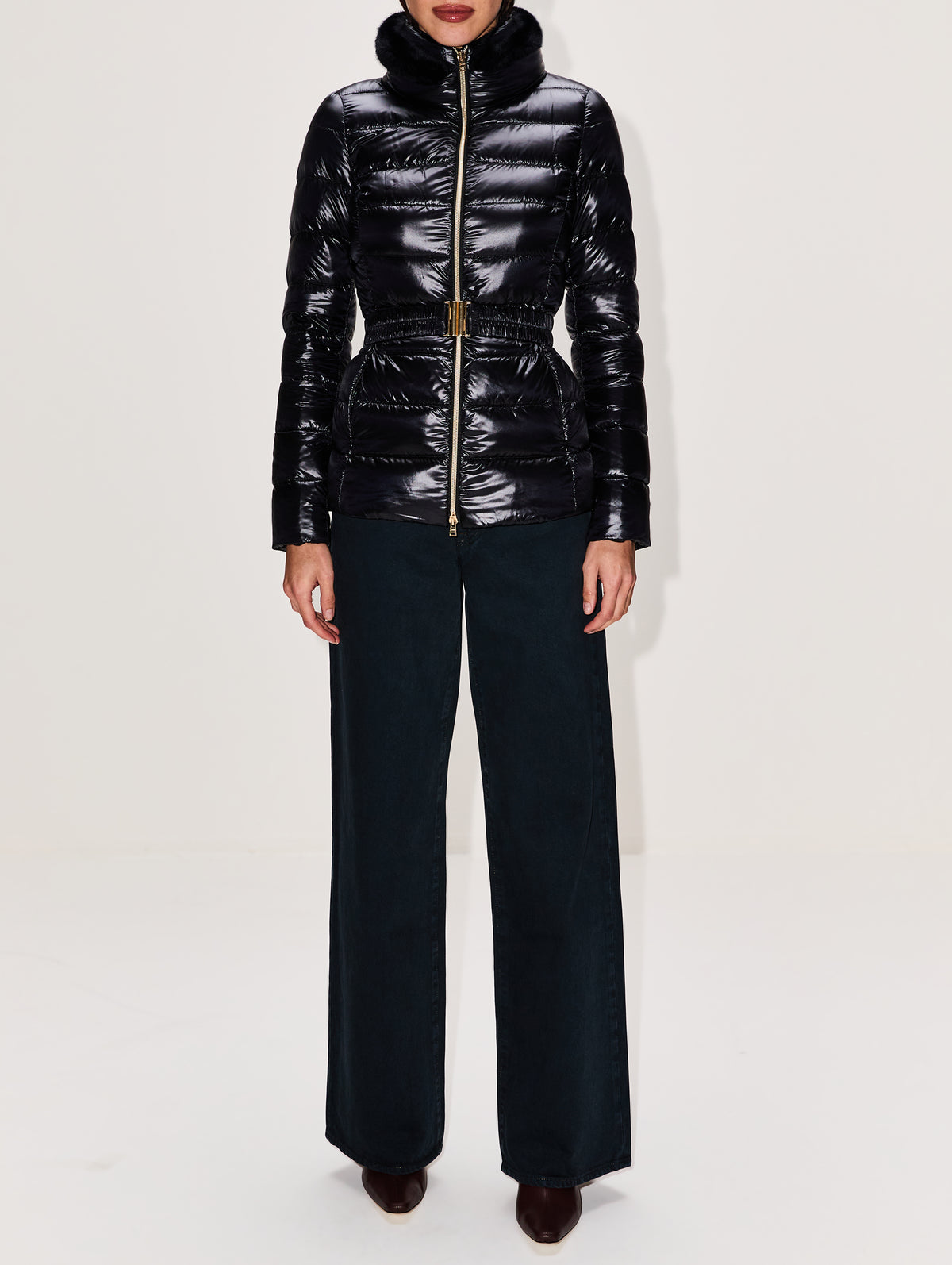 Knit Collar Coat,HERNO,NERO,Image 2