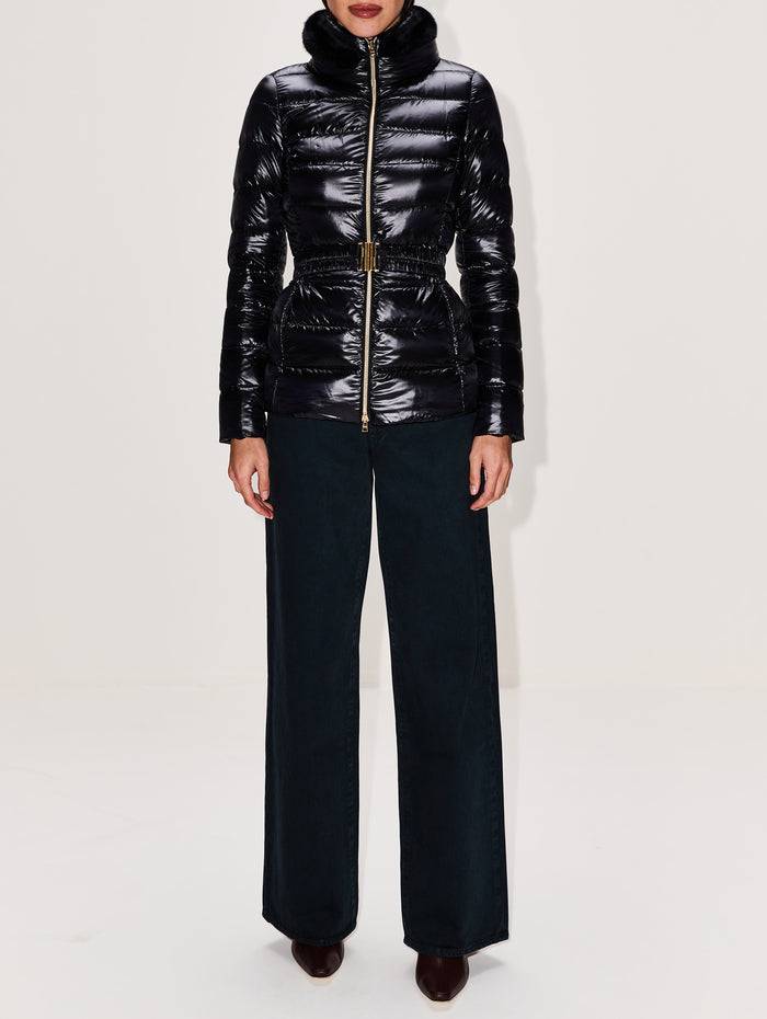 Knit Collar Coat,HERNO,NERO,Image 1