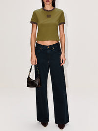 Logo Tee,MIU MIU,MILITARY GREEN/BROWN,Image 2