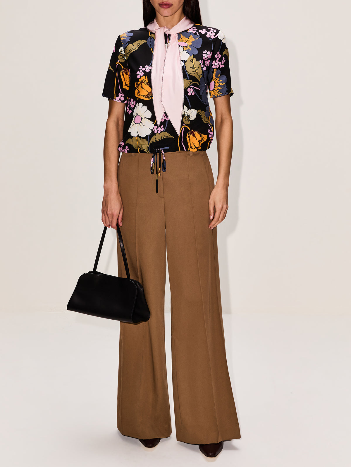 Tie Neck Blouse,MARNI,BLACK,Image 2