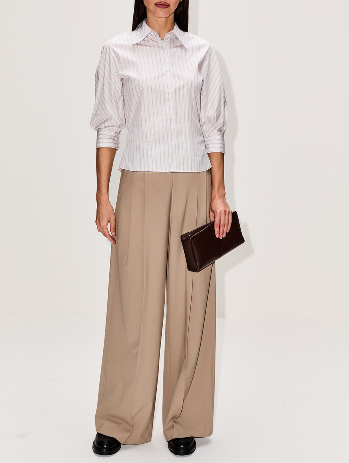 Colette Button Down Top,KALLMEYER,DOVE STRIPE,Image 1