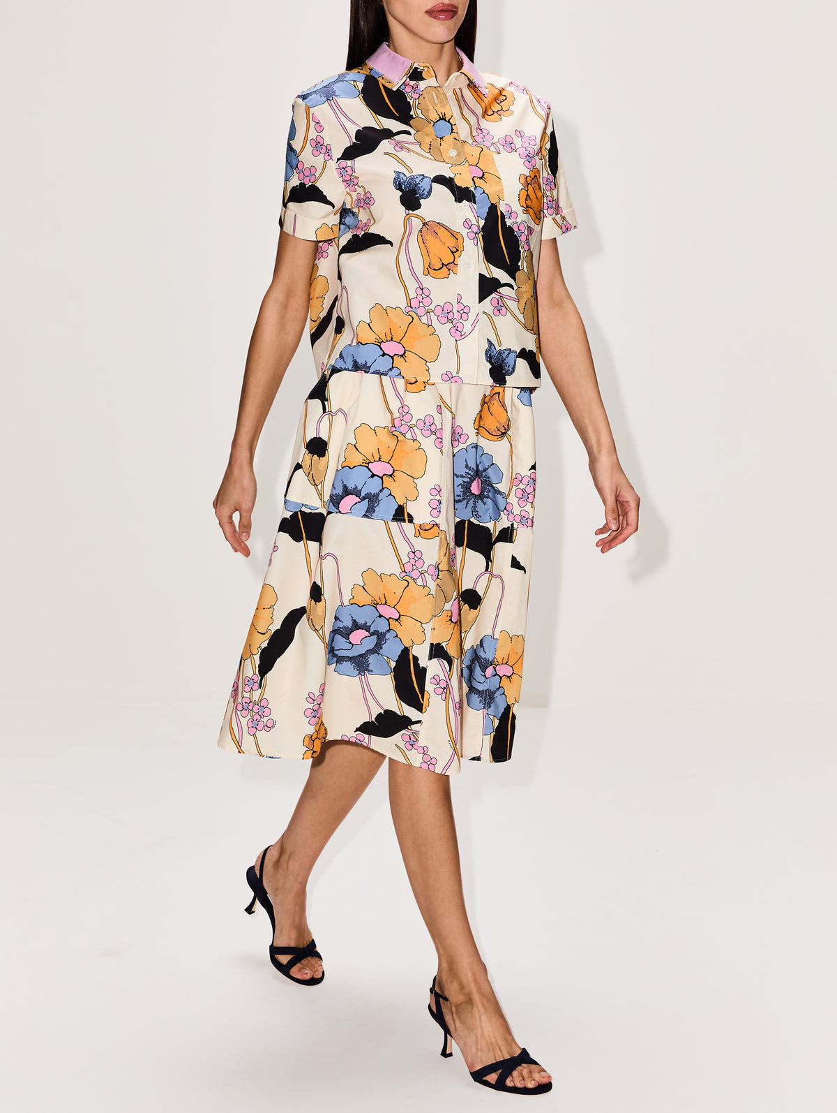 Flared Mid Length Skirt,MARNI,BONE,Image 3