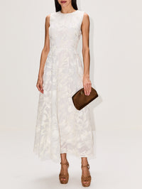 Sleeveless Cocktail Dress,MONIQUE LHUILLIER,SILK WHITE,Image 2