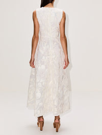Sleeveless Cocktail Dress,MONIQUE LHUILLIER,SILK WHITE,Image 4