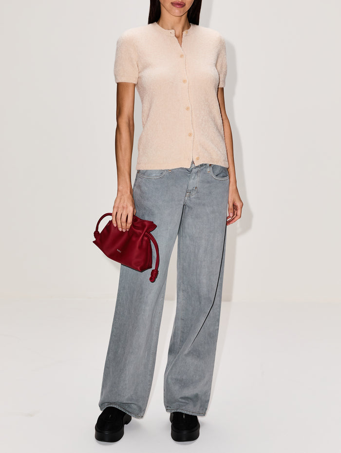 Short Sleeve Cardigan,THE ELDER STATESMAN,BONE,Image 1