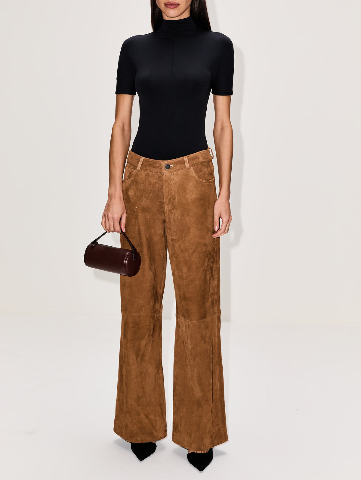 Milo Suede Pant,NOUR HAMMOUR,NOIX,Image 2