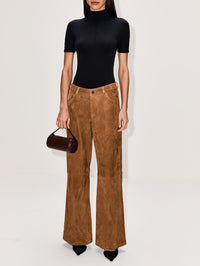 Milo Suede Pant,NOUR HAMMOUR,NOIX,Image 2