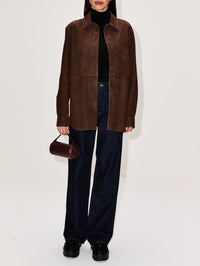 Soft Suede Overshirt,TOTÉME,BARK,Image 2