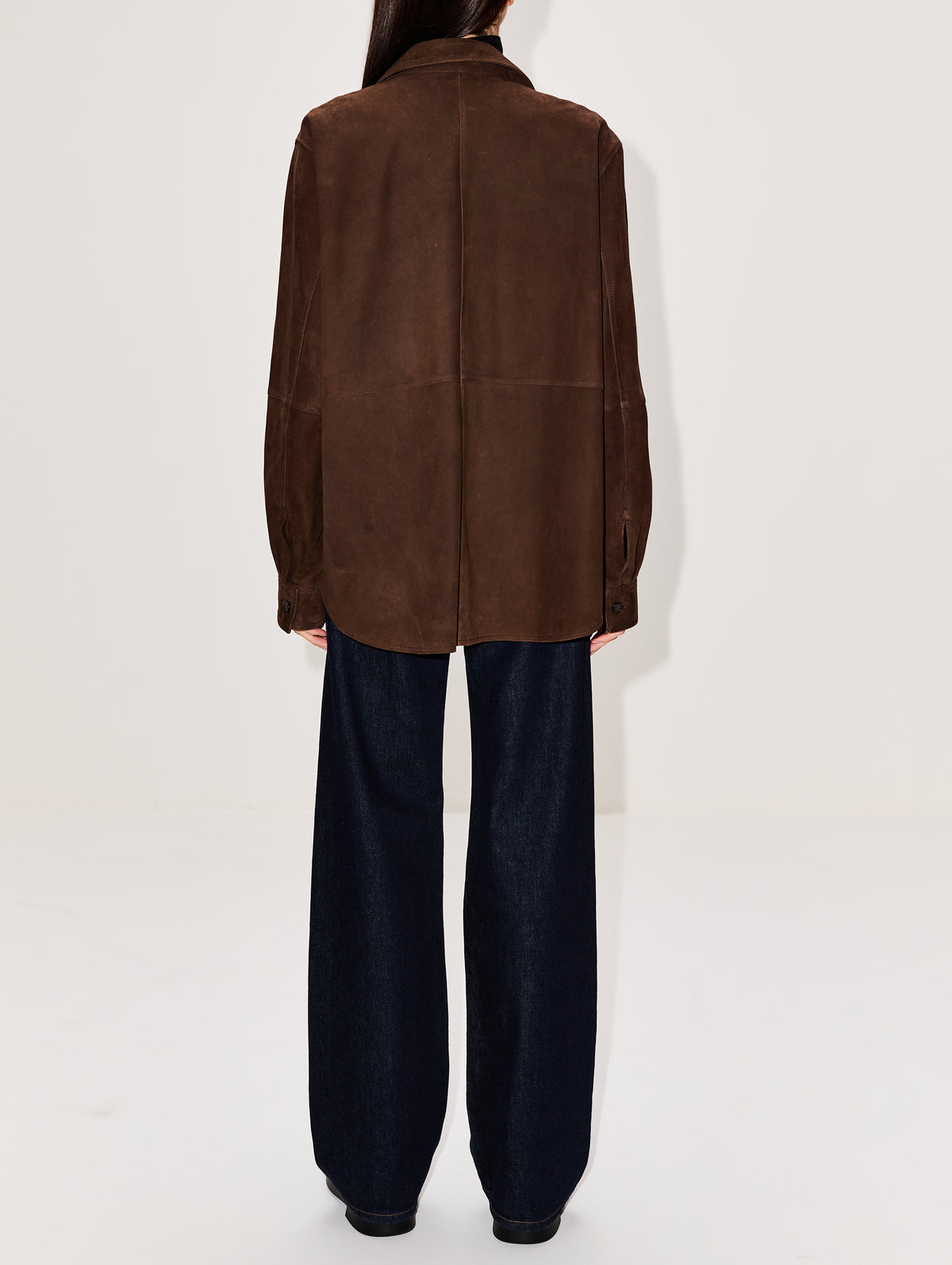 Soft Suede Overshirt,TOTÉME,BARK,Image 3