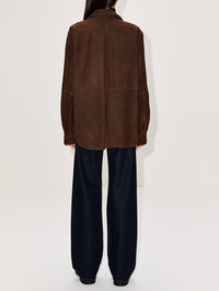 Soft Suede Overshirt,TOTÉME,BARK,Image 3