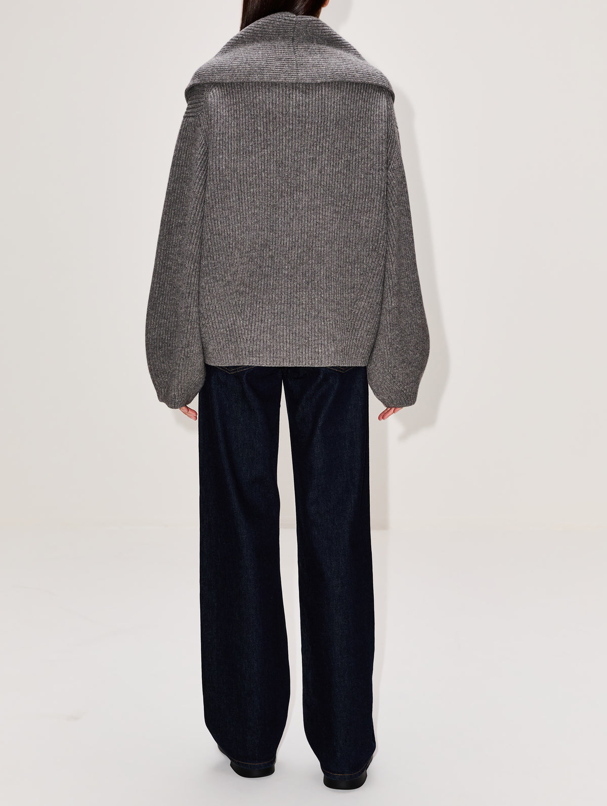Shawl Lapel Cardigan,TOTÉME,MID GREY,Image 3