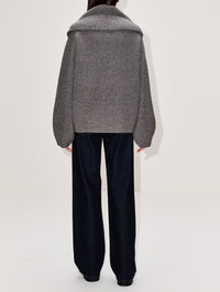 Shawl Lapel Cardigan,TOTÉME,MID GREY,Image 3