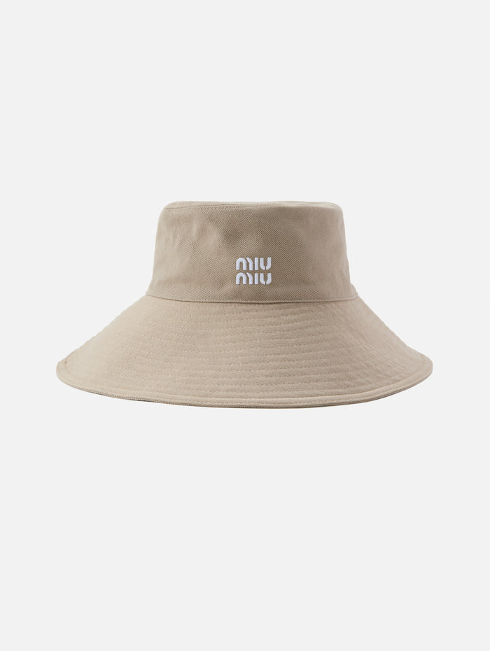 Wide Brim Denim Hat,MIU MIU,BEIGE AMARANTO,Image 1
