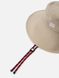 Wide Brim Denim Hat,MIU MIU,BEIGE AMARANTO,Image 3
