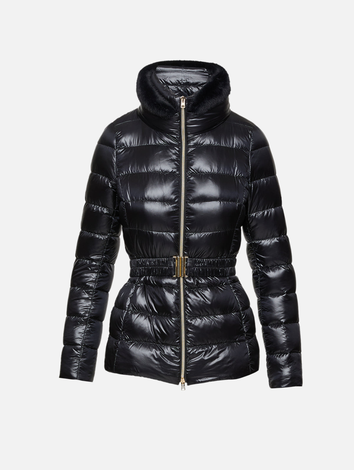 Knit Collar Coat,HERNO,NERO,Image 1