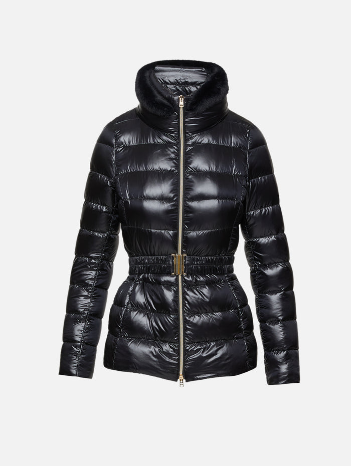 Knit Collar Coat,HERNO,NERO,Image 1