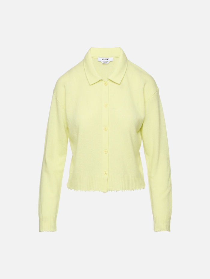 Loose Polo Cardigan,RE/DONE,LIMEADE,Image 1