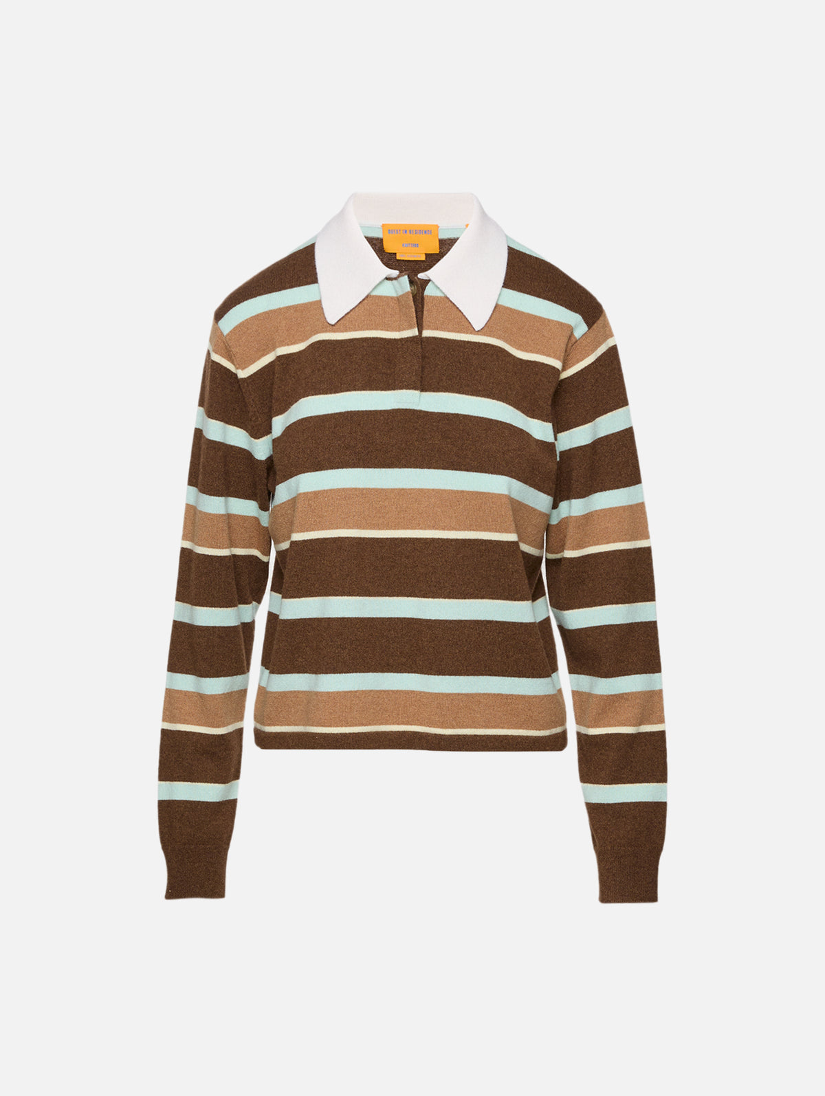Cropped Stripe Rugby Top,GUEST IN RESIDENCE,CHESTNUT COMBO,Image 1