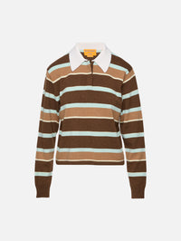 Cropped Stripe Rugby Top,GUEST IN RESIDENCE,CHESTNUT COMBO,Image 2