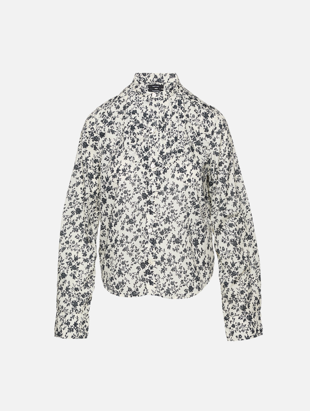 Pleated Tuxedo Front Shirt,R13,BLACK FLORAL,Image 1