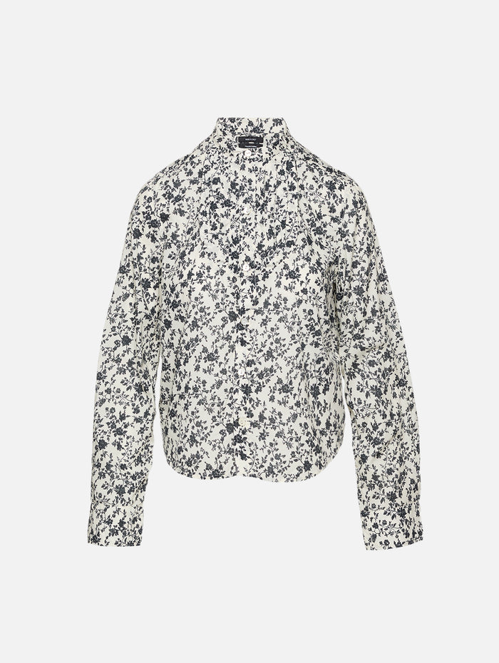 Pleated Tuxedo Front Shirt,R13,BLACK FLORAL,Image 1