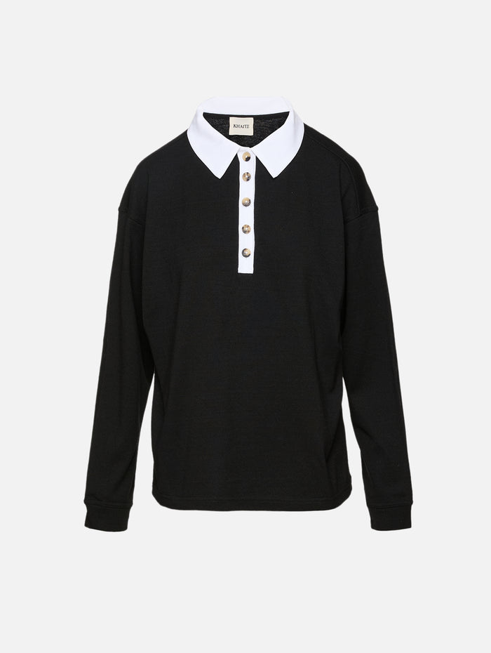 Faithful Top,KHAITE,BLACK/WHITE,Image 1