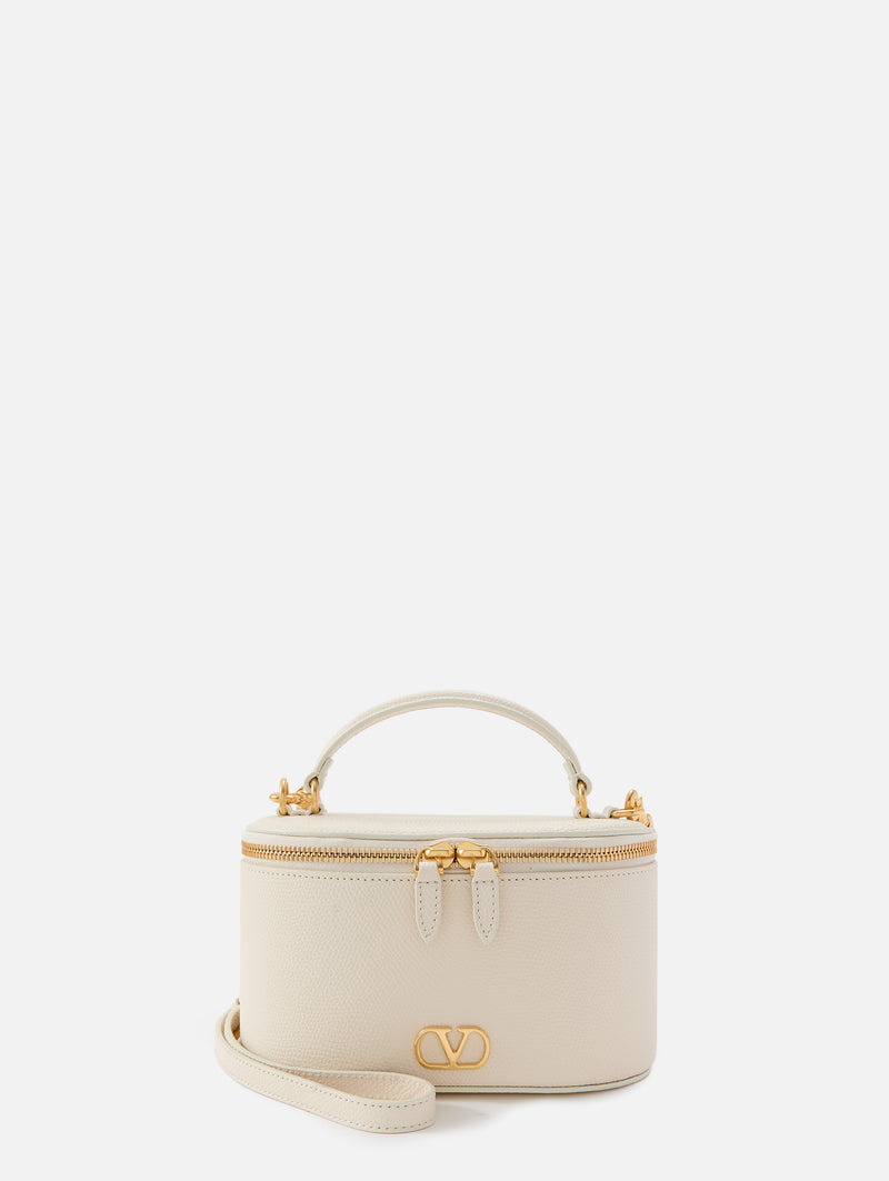 Valentino Cream Faux Leather Sunglasses Case Hard Shell Gold Logo Cream White Valentino sunglass case - Gem main image 3